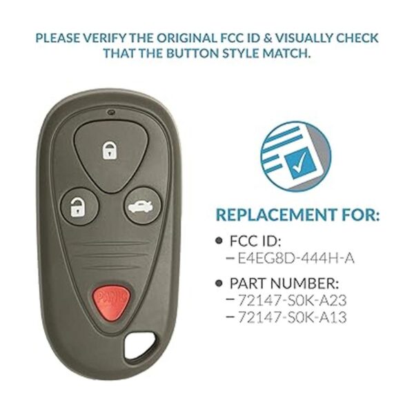 Keyless2Go Repuesto para llave remota de 4 botones Acura_4