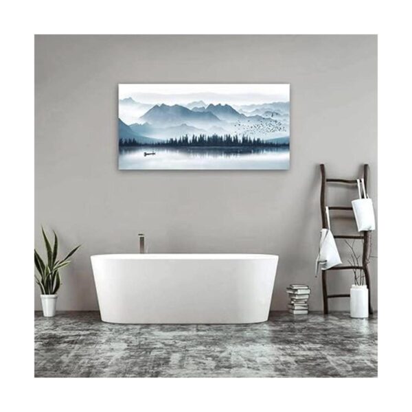 Lienzo índigo para pared diseño de montañas brumosas_4