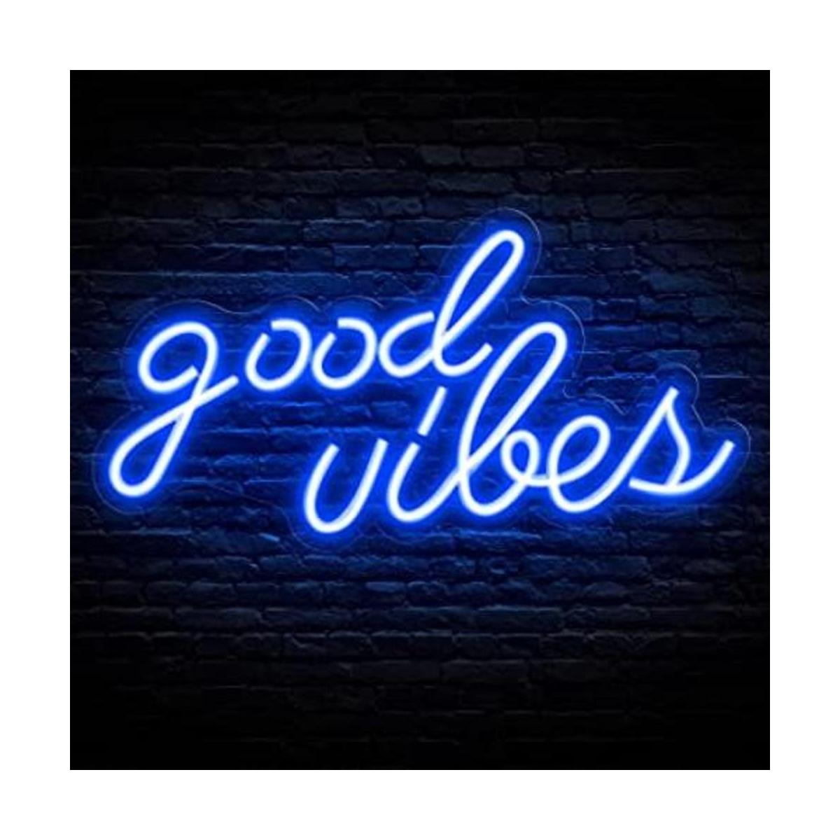 Olekki Blue Good Vibes Letrero de neón LED para