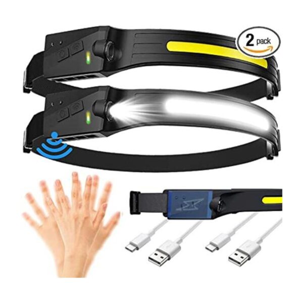 Linterna frontal LED paquete de 2 lámparas de cabeza_1
