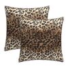 Juego de 2 fundas de almohada de leopardo marrón de 18 x