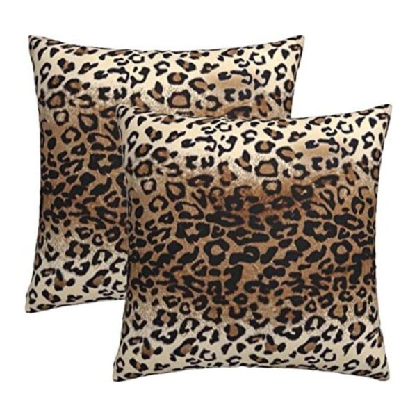 Juego de 2 fundas de almohada de leopardo marrón de 18 x