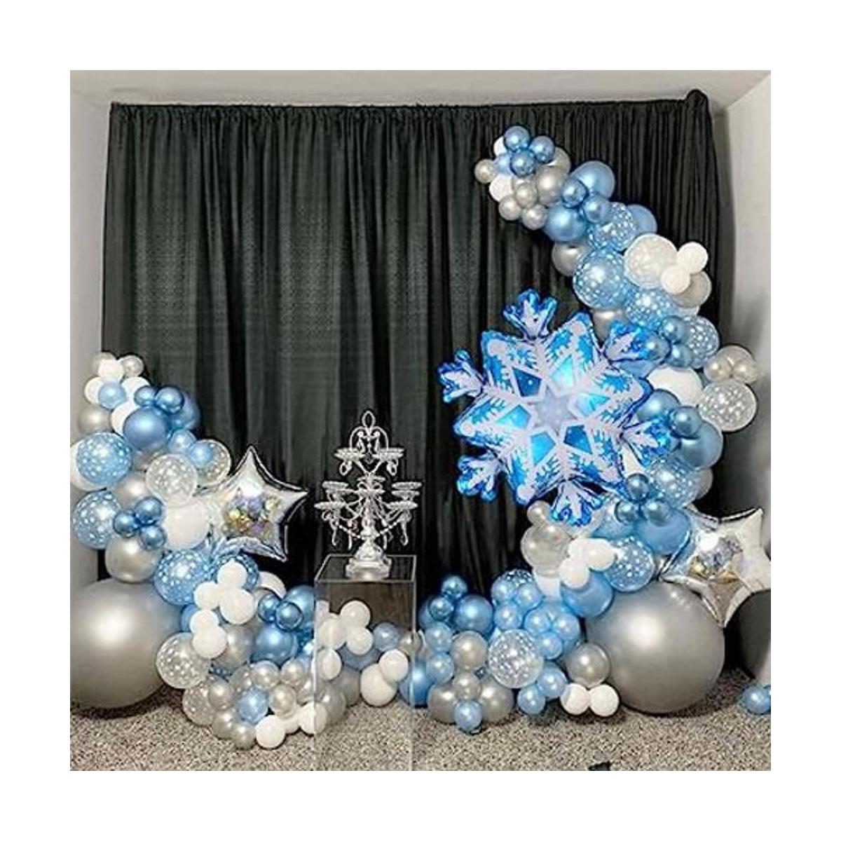 Juego de 118 globos de copo de nieve con arco de guirnalda
