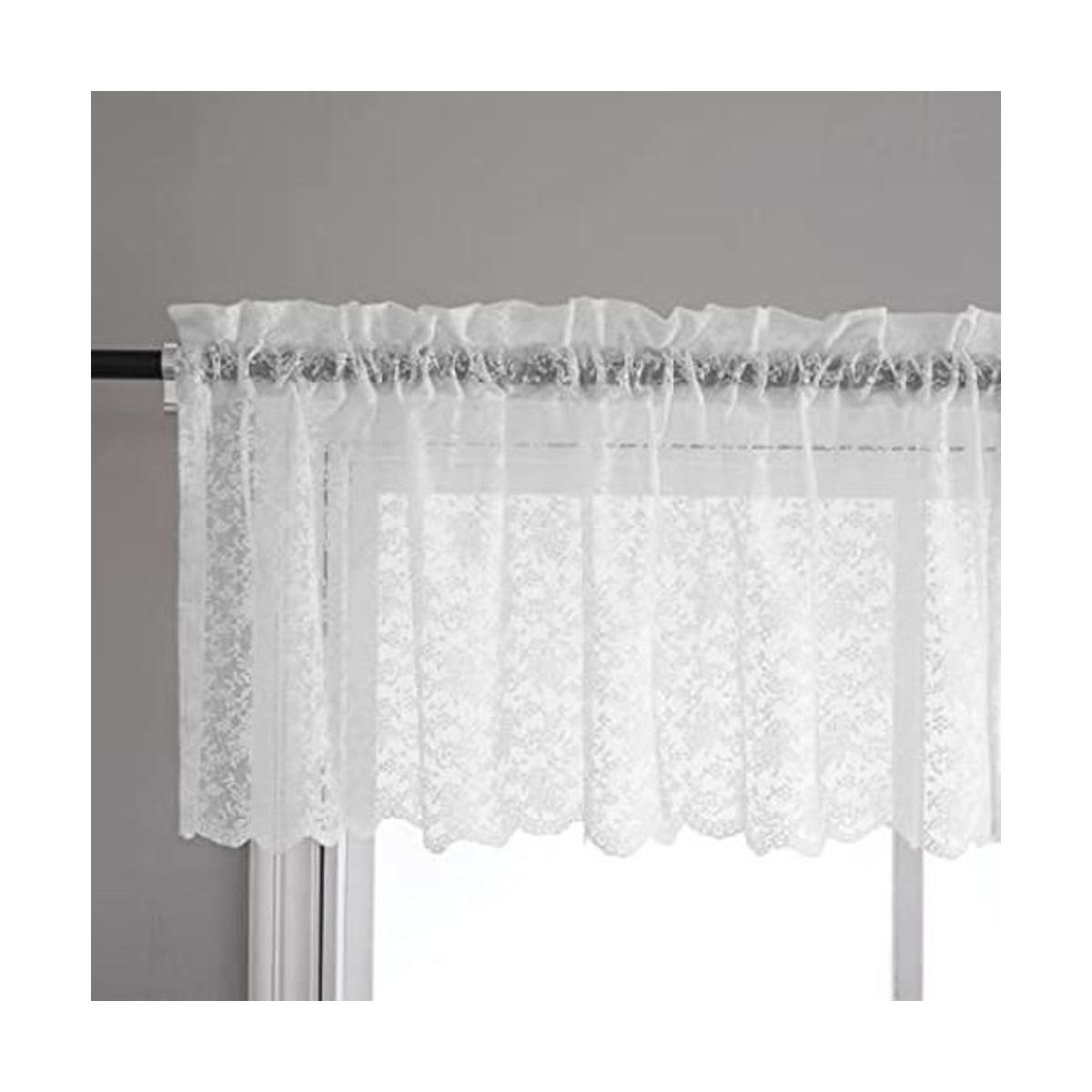 FINECITY Cenefa de encaje blanco para ventanas de cocina