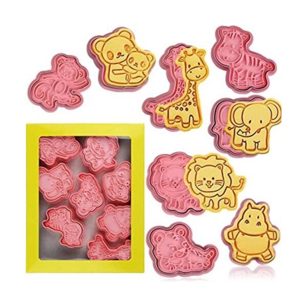 Juego de cortadores de galletas de animales con sellos de_1