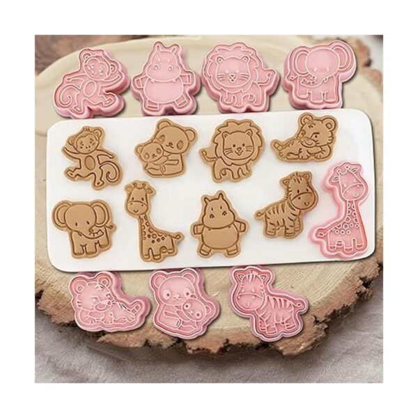 Juego de cortadores de galletas de animales con sellos de_2
