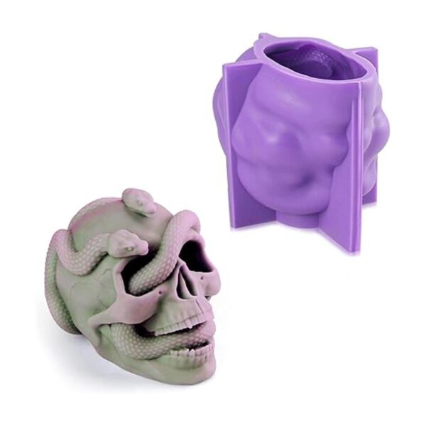 Molde de silicona de calavera de serpiente 3D para resina_1