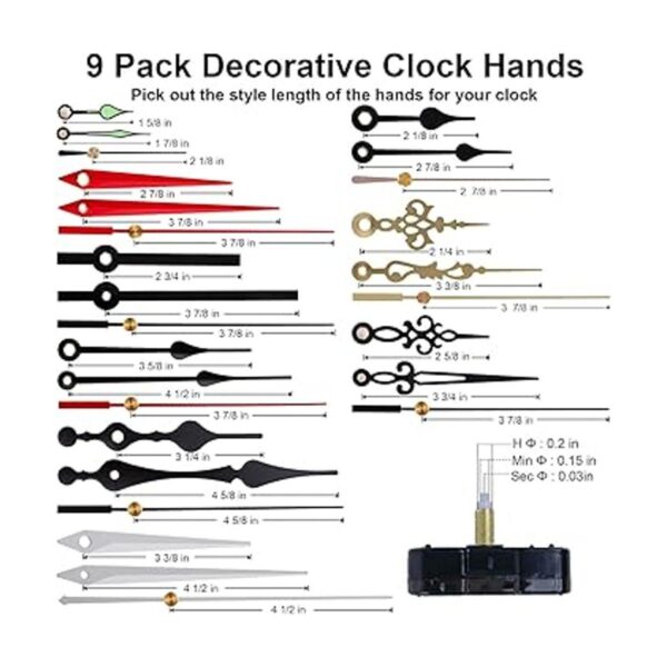 EMOON Kit de repuesto de mecanismo de reloj de 6 piezas