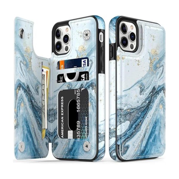 LETO Funda para iPhone 13 Pro funda de piel tipo cartera_1