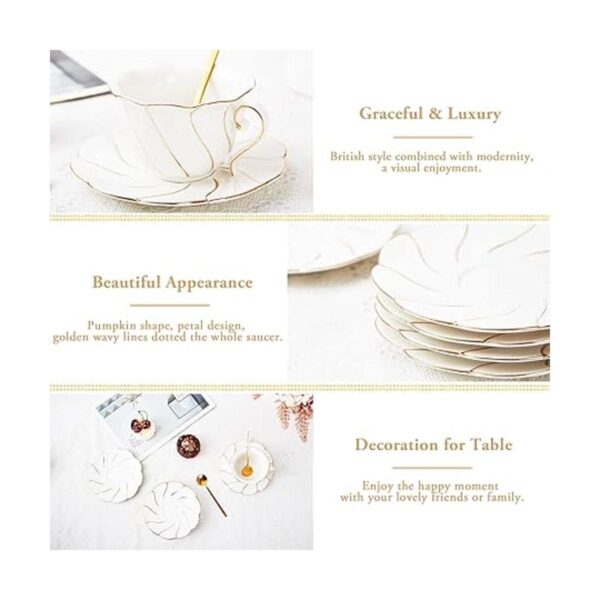 DUJUST 6 platillos de té de porcelana 6 pulgadas_3