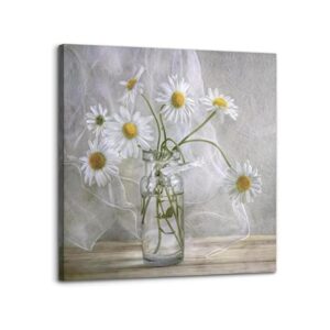 Decoración de pared de baño lienzo de flores arte de_1