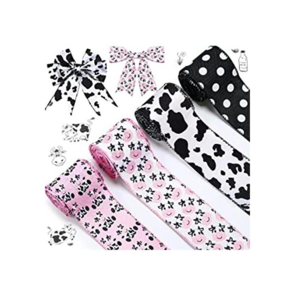 4 rollos de cintas de arpillera con estampado de vaca con