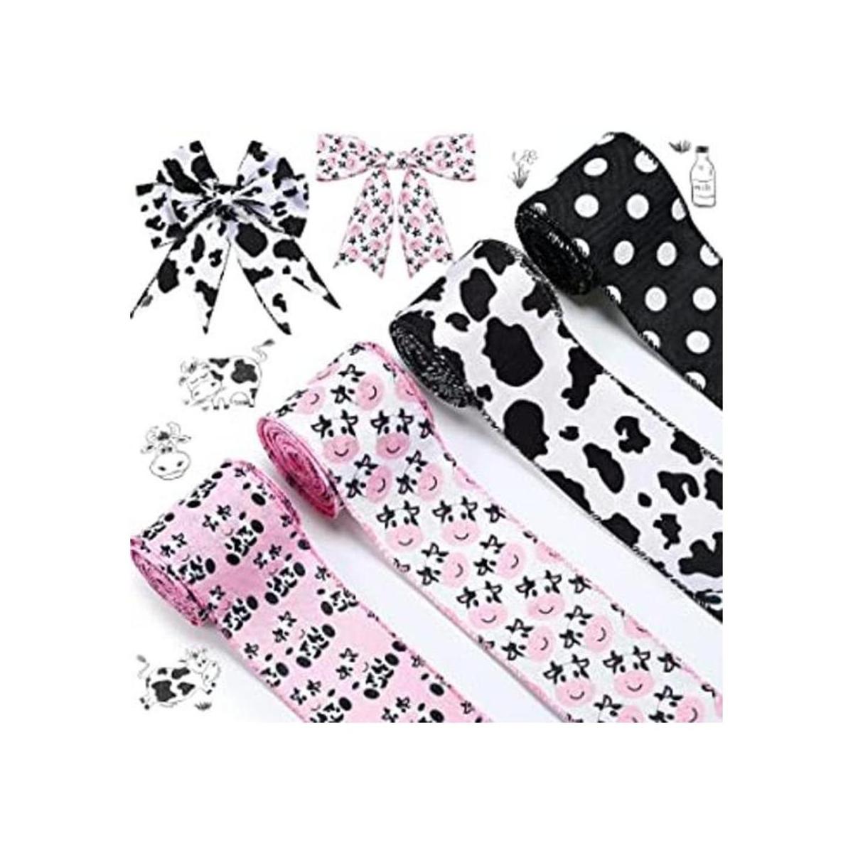 4 rollos de cintas de arpillera con estampado de vaca con