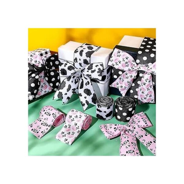 4 rollos de cintas de arpillera con estampado de vaca con