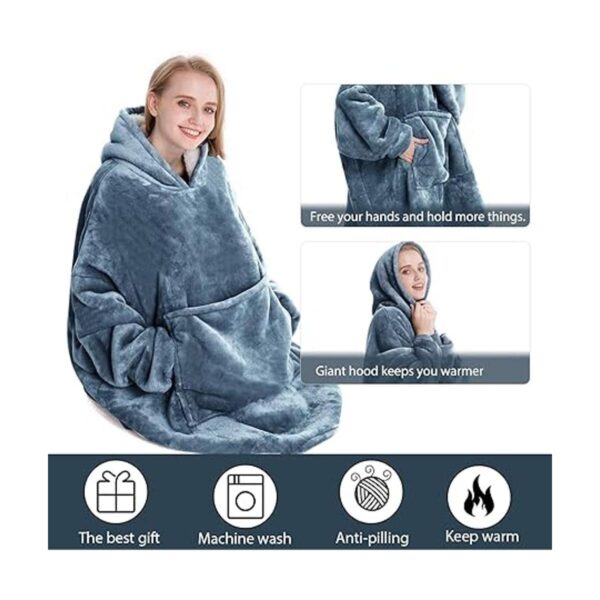 Manta con capucha de forro polar Sherpa de gran tamaño_4