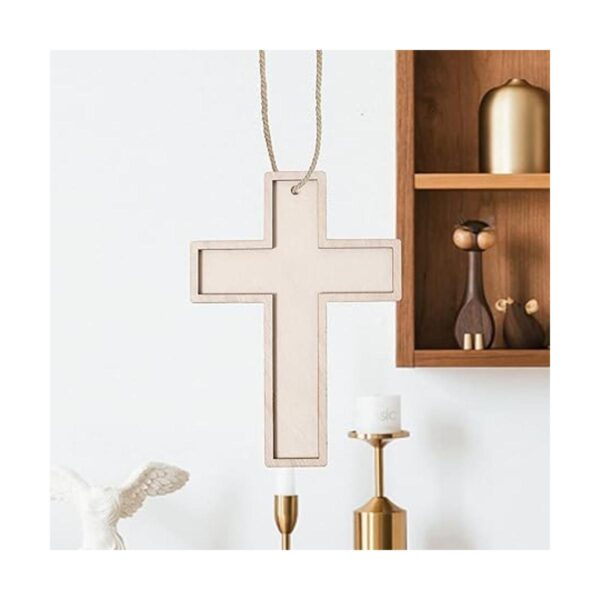 Paquete de 12 cruces de madera sin terminar en blanco_6
