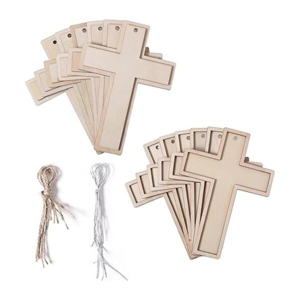 Paquete de 12 cruces de madera sin terminar en blanco_1