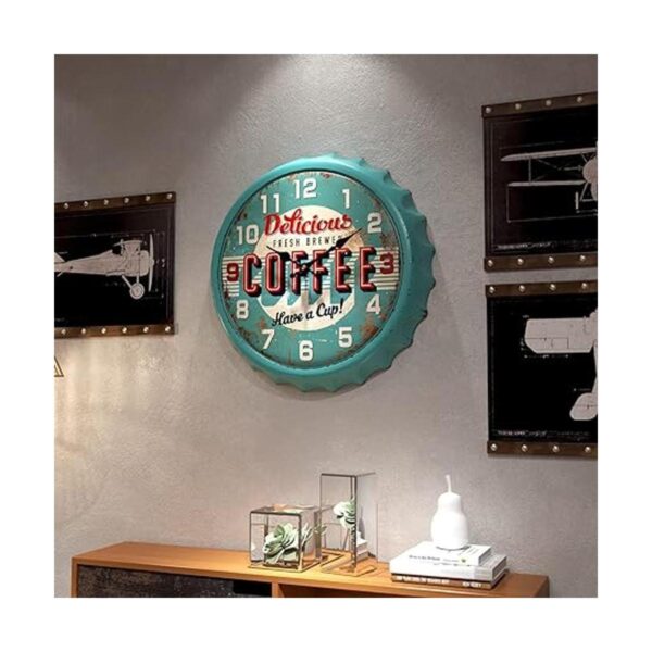 Menterry Reloj de pared retro de hierro con diseño de tapa_5
