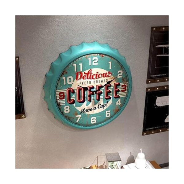 Menterry Reloj de pared retro de hierro con diseño de tapa_4
