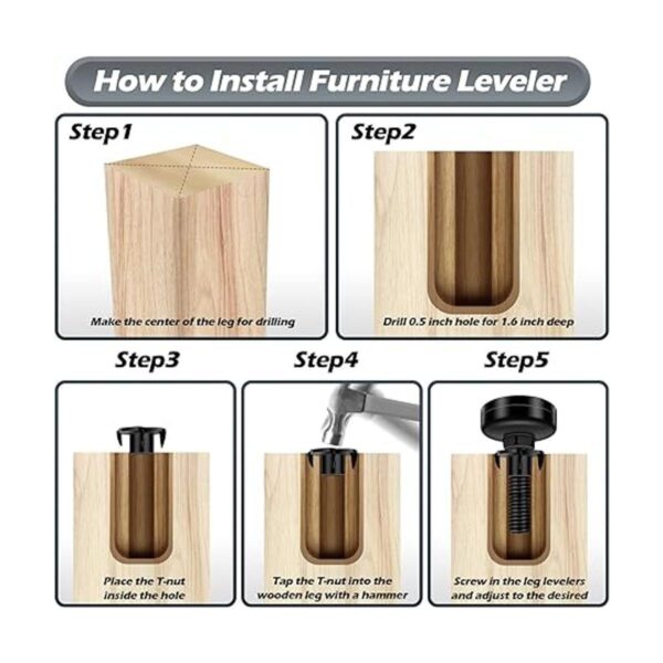Juego de 10 pies de nivelación ajustables para muebles