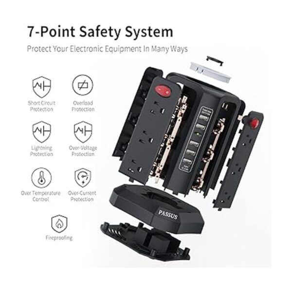 Torre protectora contra sobretensiones con 5 puertos USB y_4