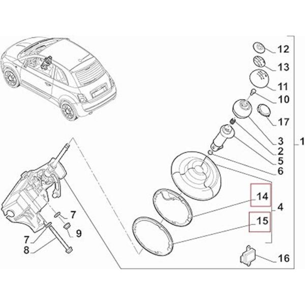 Fydun Anillo de palanca de cambios 71775051 para Fiat 500_3