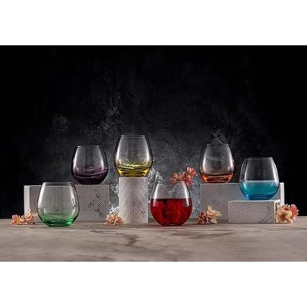 JoyJolt HUE Juego de 6 copas de vino sin tallo grandes de_5