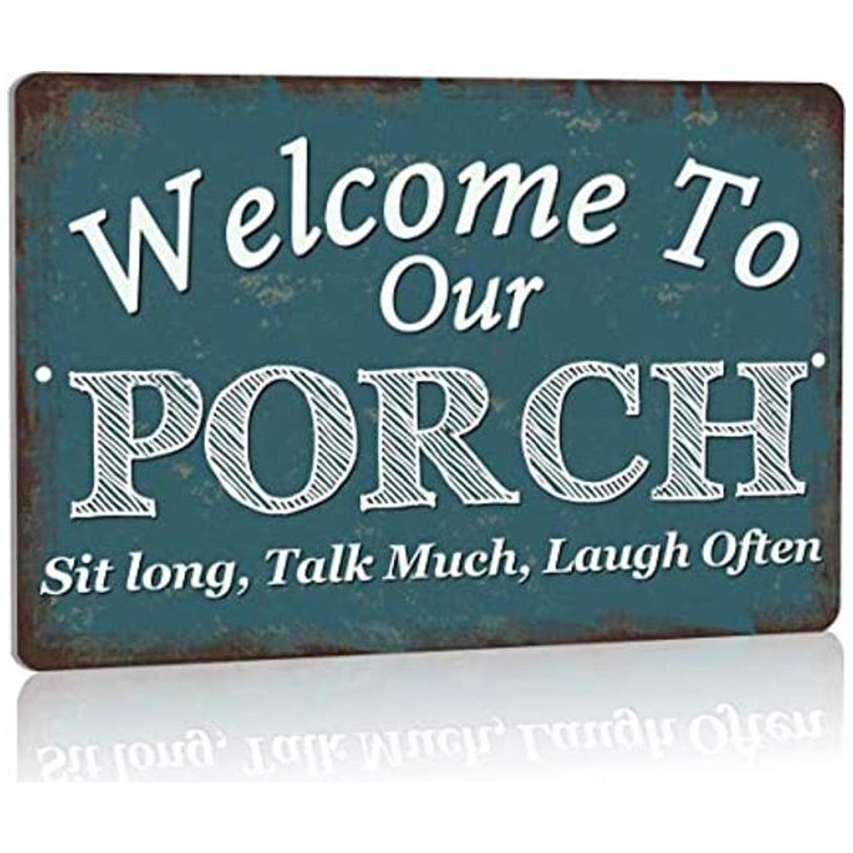 Letrero de bienvenida a nuestro porche para decoración de