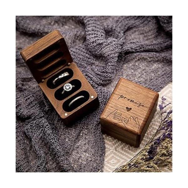MUUJEE Pinky Promise Caja de anillos de madera grabada_2
