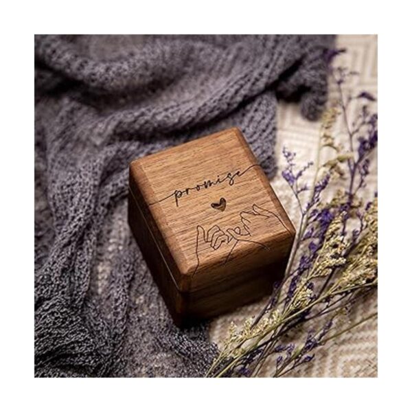 MUUJEE Pinky Promise Caja de anillos de madera grabada_3