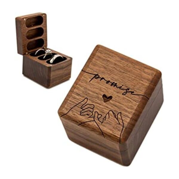 MUUJEE Pinky Promise Caja de anillos de madera grabada_1