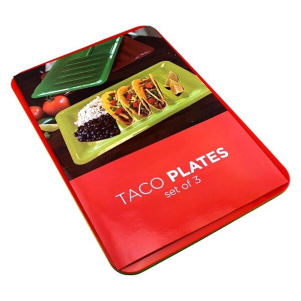 Juego de tres platos de plástico multicolor rectángulo_6