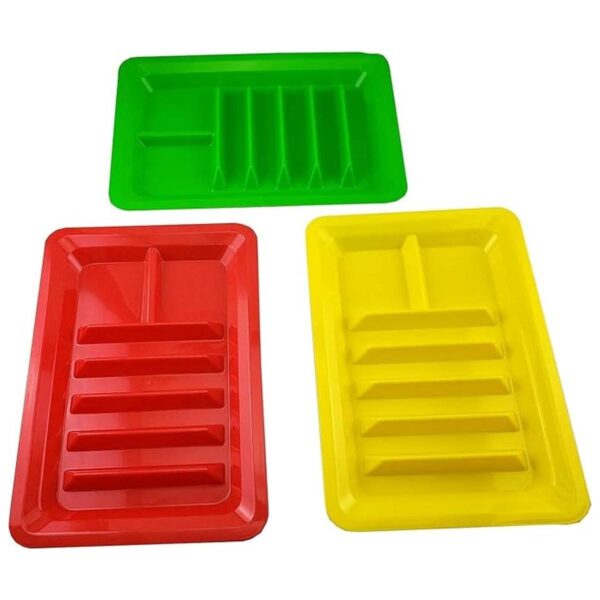 Juego de tres platos de plástico multicolor rectángulo_2