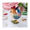 Joyero de gallo pequeño con diseño de pollo chapado en_5