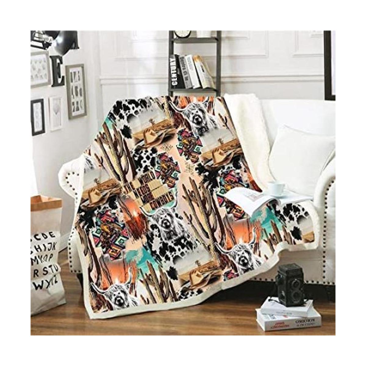 Linda manta con estampado de vaca de dibujos animados