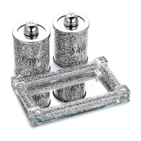 JUXYES Juego de 3 saleros y pimenteros de cristal