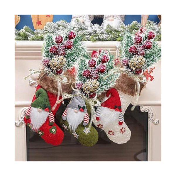 LEBERY 8 piezas de bayas de Navidad tallos rojos de pino