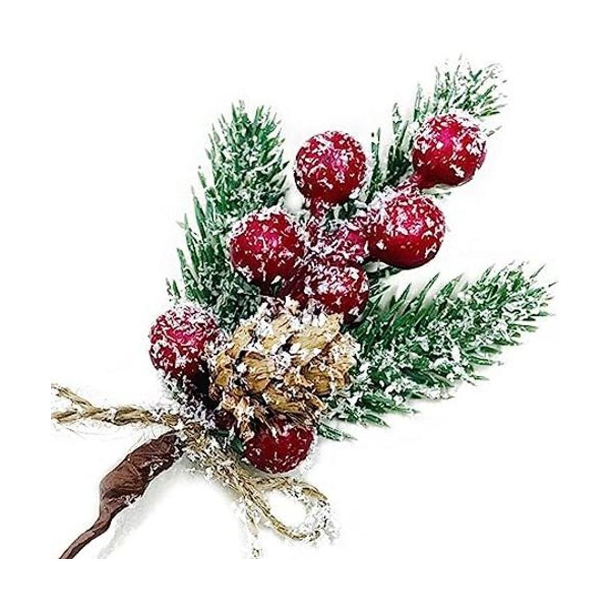 LEBERY 8 piezas de bayas de Navidad tallos rojos de pino