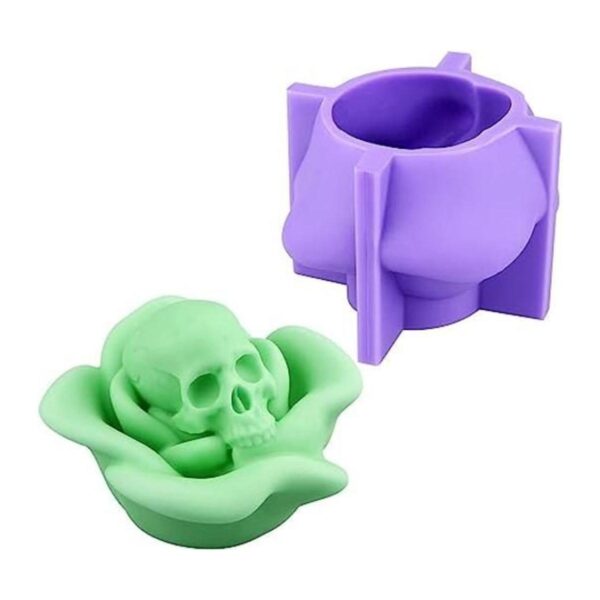 Molde de silicona 3D con calavera de rosa para resina