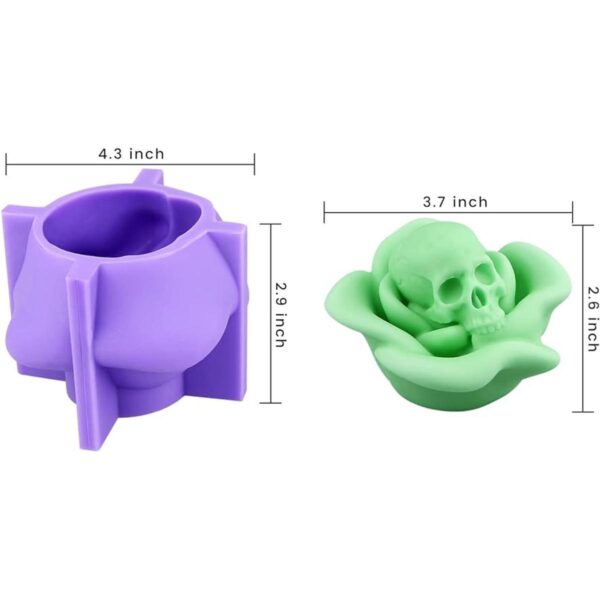 Molde de silicona 3D con calavera de rosa para resina