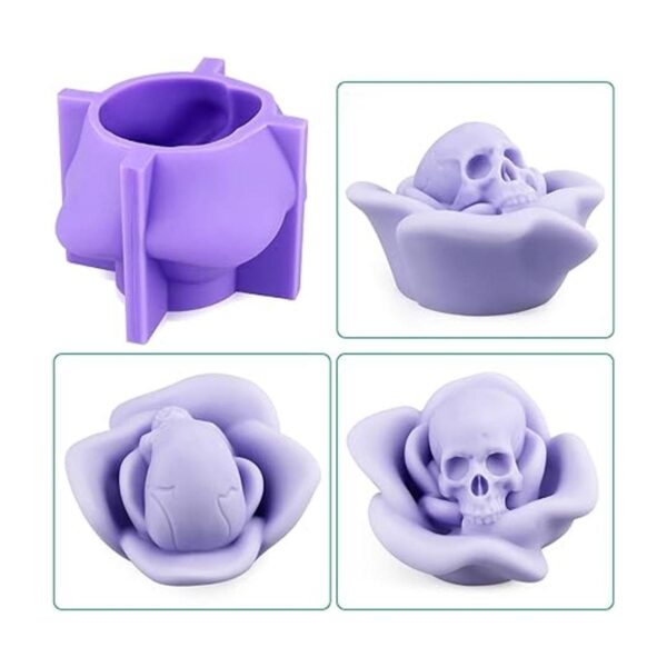 Molde de silicona 3D con calavera de rosa para resina