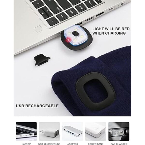 Gorro unisex con luz para niños recargable por USB con_3