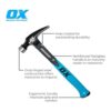 OX TOOLS Trade Martillo recto de 20 onzas Mango de