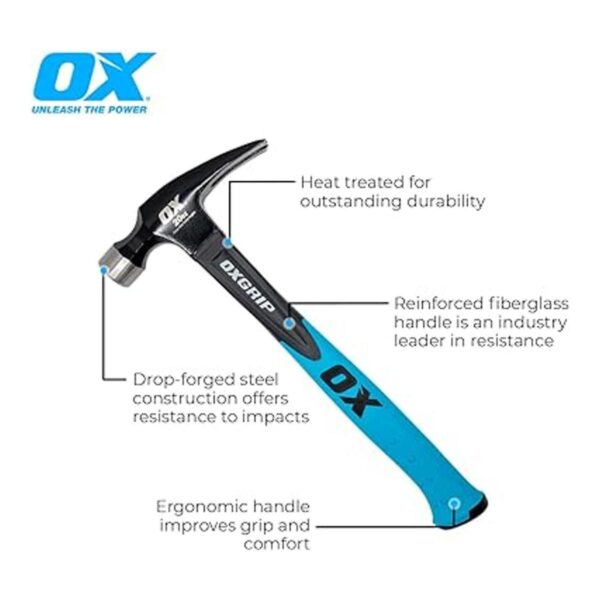 OX TOOLS Trade Martillo recto de 20 onzas Mango de