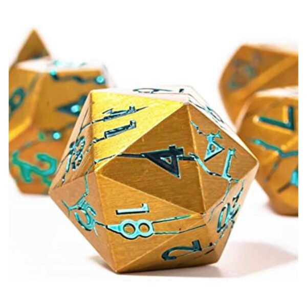 DND Dados de metal Dados de metal dorado con grietas_1