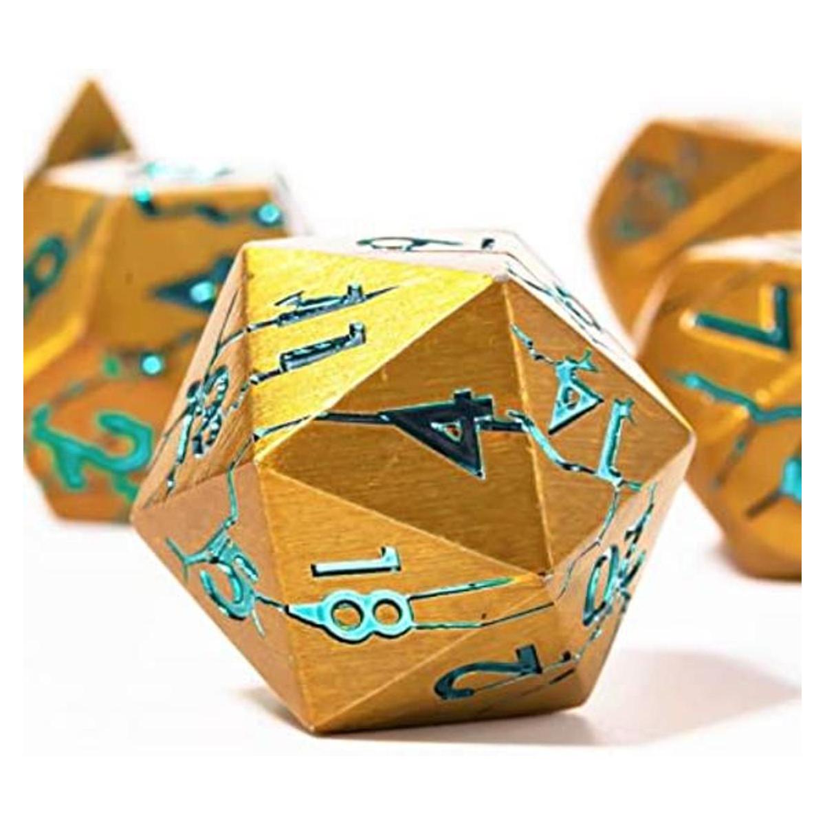 DND Dados de metal Dados de metal dorado con grietas