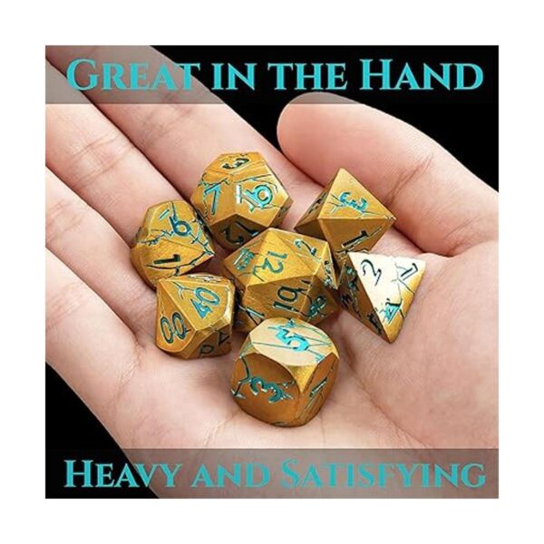 DND Dados de metal Dados de metal dorado con grietas_4