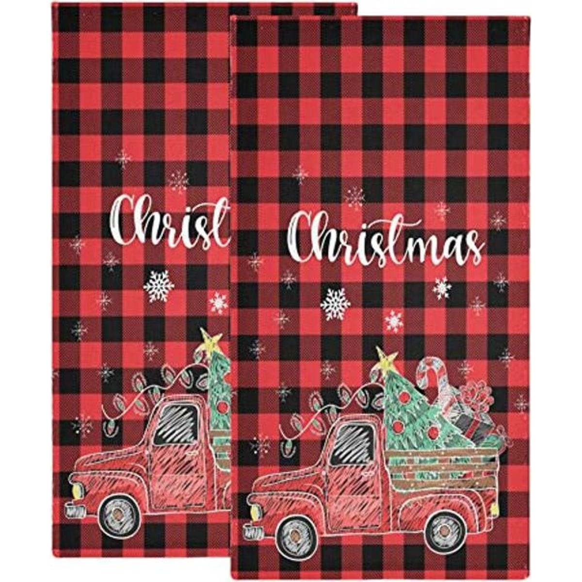 Toalla de baño de mano para árbol de Navidad color rojo