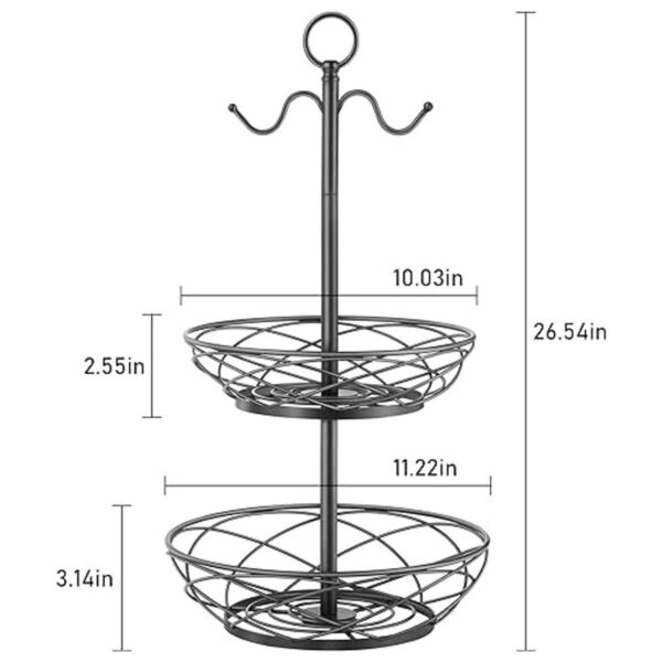 Cesta de frutas Frutero de 2 niveles con colgador de
