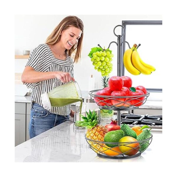 Cesta de frutas Frutero de 2 niveles con colgador de